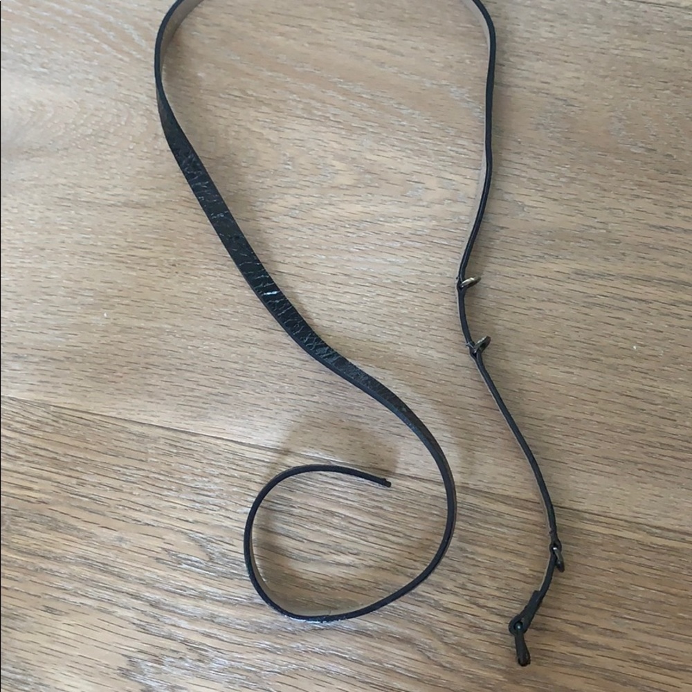 simple small black leather glossy belt